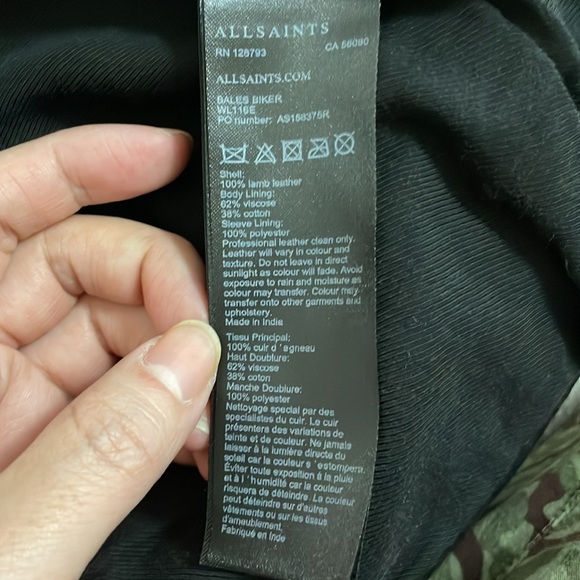 All Saints Bales Biker Jacket size 0 Black - Picture 11 of 15